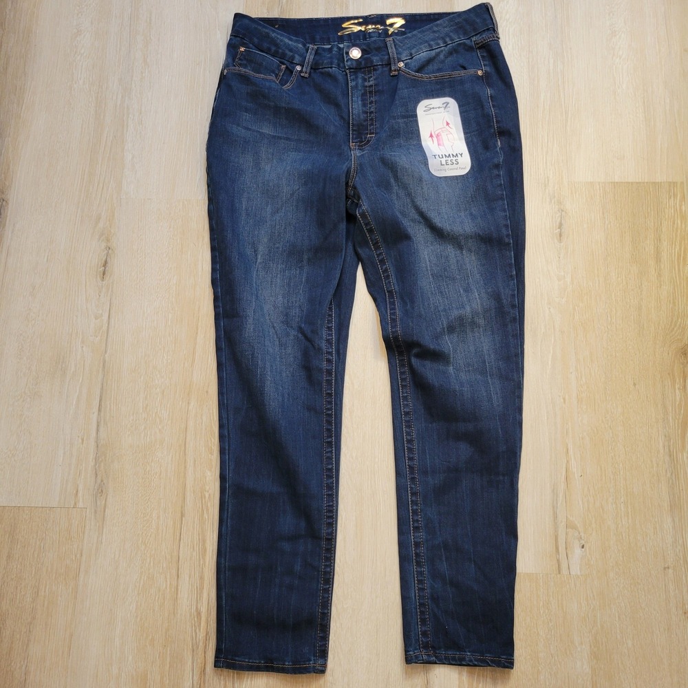 Seven7 Tummy Less High Rise Skinny Jeans Womens 16 Avalon Blue Slimming Control